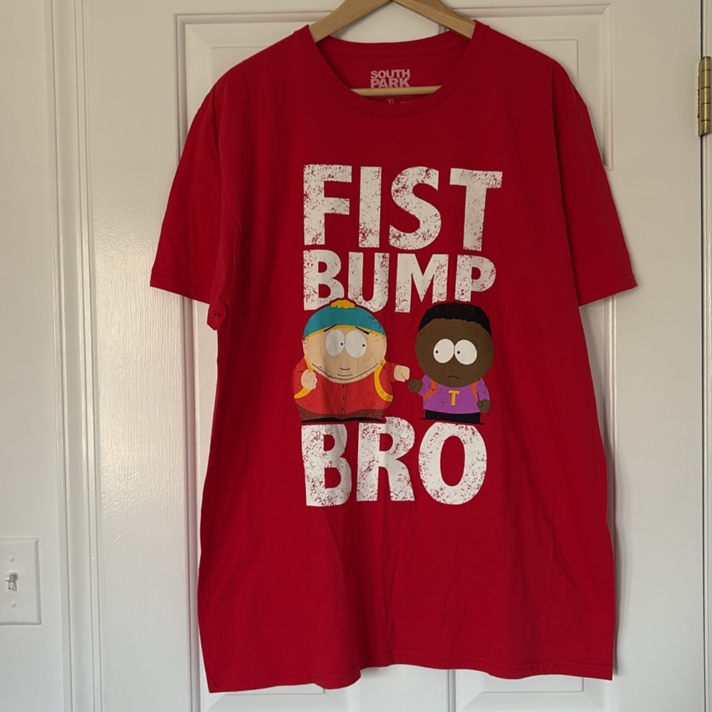 South Park Fist Bump Bro Red Short Sleeve T Shirt Cartman Token XL